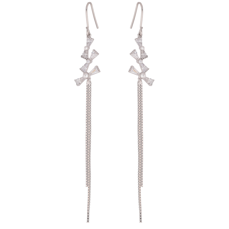 Серьги Xuping цвет Родий французский замок "Декоративные подвески с кристаллами" фото №10