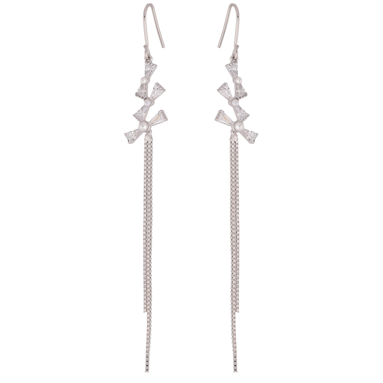 Серьги Xuping цвет Родий французский замок "Декоративные подвески с кристаллами" фото №3