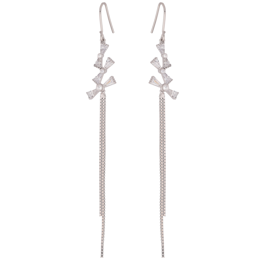 Серьги Xuping цвет Родий французский замок "Декоративные подвески с кристаллами" фото №1