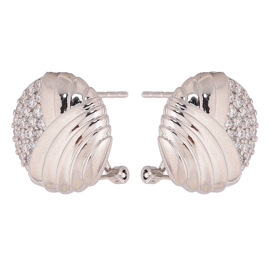 Сережки Xuping колір Родій італійський замок "Візерунок з кристалами" фото №1 Сережки Xuping колір Родій італійський замок "Візерунок з кристалами" фото №1