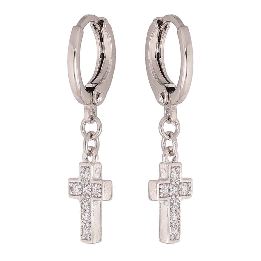 Серьги Xuping цвет Родий подвески на колечках "Крестики"  фото №1