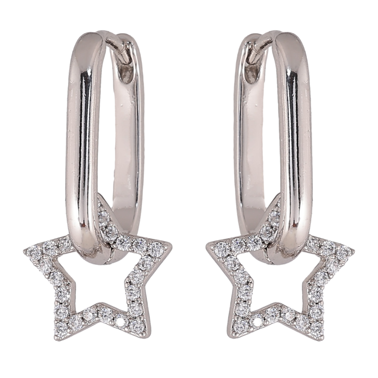 Серьги Xuping цвет Родий подвески на колечках "Звезды" 2 в 1 фото №4