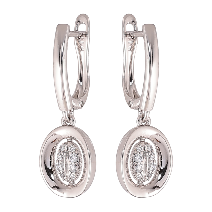 Серьги Xuping цвет Родий английский замок "Овальные подвески с кристаллами" фото №21