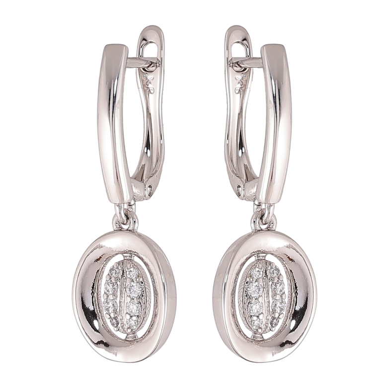 Серьги Xuping цвет Родий английский замок "Овальные подвески с кристаллами" фото №1