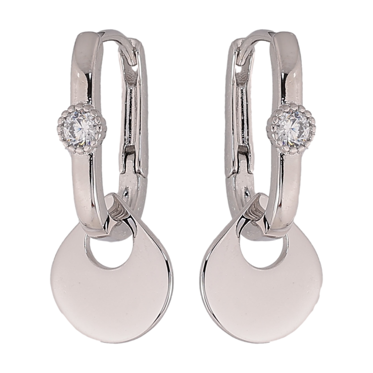 Серьги Xuping цвет Родий подвески на колечках "Круги" 2 в 1 фото №6