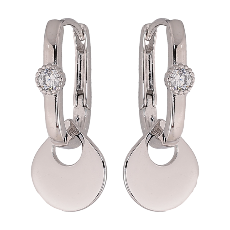 Серьги Xuping цвет Родий подвески на колечках "Круги" 2 в 1 фото №3