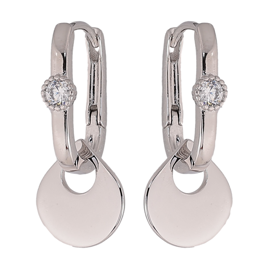 Серьги Xuping цвет Родий подвески на колечках "Круги" 2 в 1 фото №1