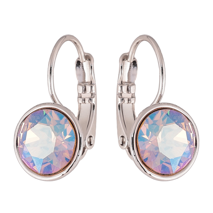 Серьги Xuping цвет Родий с кристаллами Swarovski французский замок "Кристаллы Rose AB" ø 10мм фото №4 Серьги Xuping цвет Родий с кристаллами Swarovski французский замок "Кристаллы Rose AB" ø 10мм фото №4
