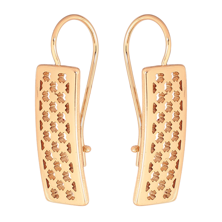 Сережки Xuping колір позолота 18K французький замок різьблені прямокутники на дужках фото №1