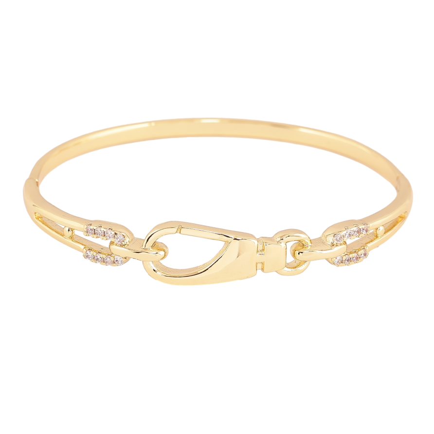 Браслет Xuping цвет Позолота 14K "Карабин с кристаллами" ø 5.6см фото №1