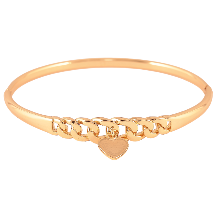 Браслет Xuping цвет Позолота 18K "Узор цепочка с подвеской сердечко" ø 5.7см фото №2 Браслет Xuping цвет Позолота 18K "Узор цепочка с подвеской сердечко" ø 5.7см фото №2