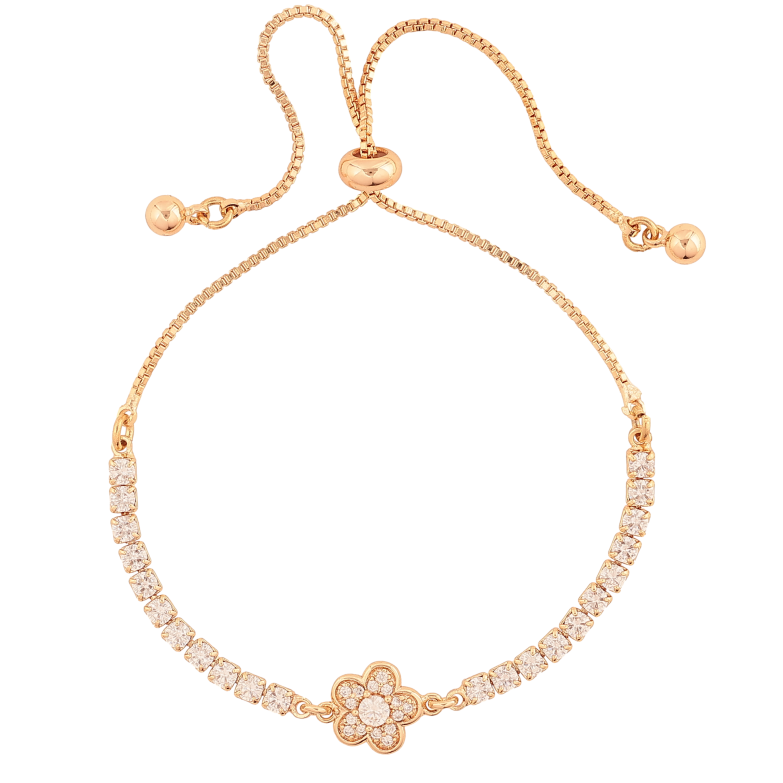 Браслет Xuping M&L цвет 18K "Дорожка кристаллов с цветочком" на бегунке 8-23см х 1-9мм фото №1