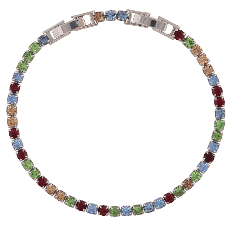 Браслет Xuping M&L цвет Родий "Дорожка разноцветных кристаллов» длинна с доп. замком 17,19.5см х 3мм фото №14