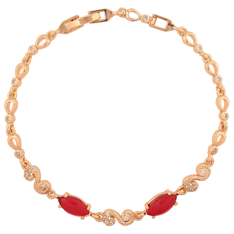 Браслет Xuping M&L колір 18К "Декоративний візерунок з червоними кристалами" довжина 19.5см х 3-5мм фото №1