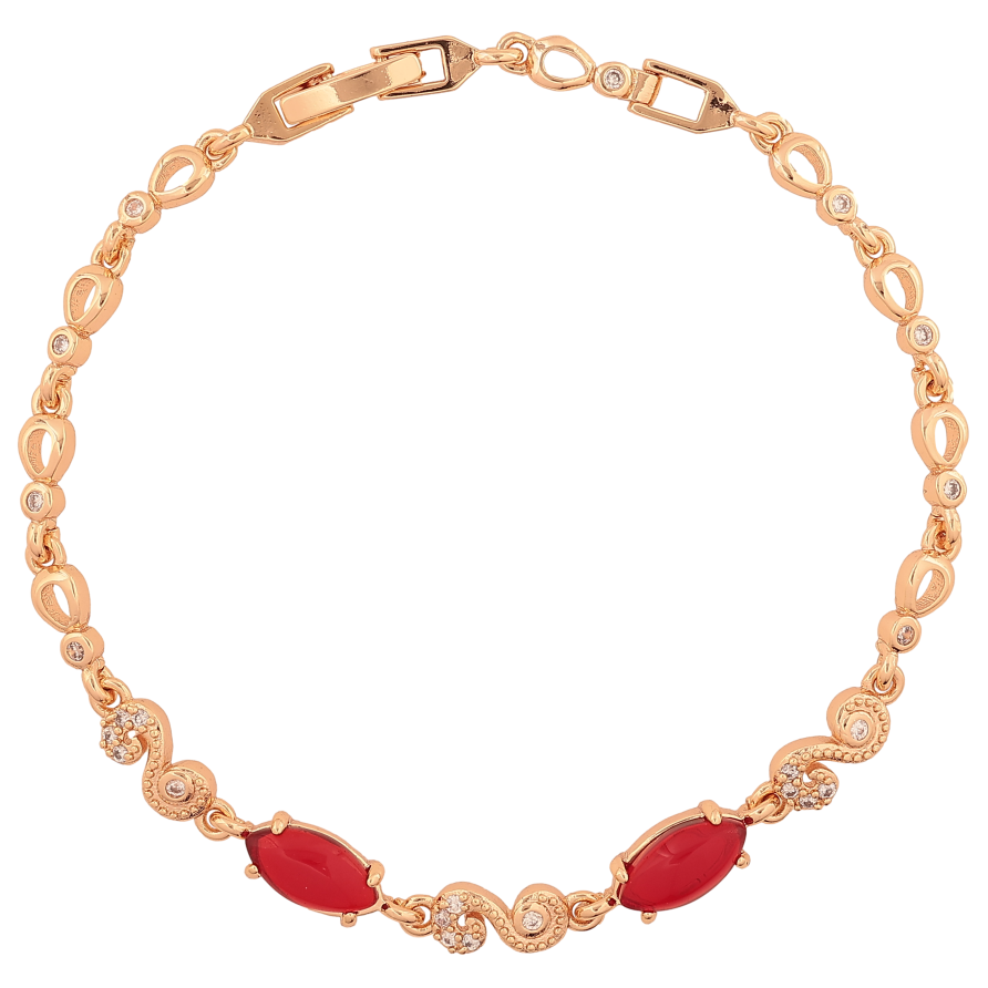 Браслет Xuping M&L цвет 18К "Декоративный узор с красными кристаллами" длинна 19.5см х 3-5мм фото №1