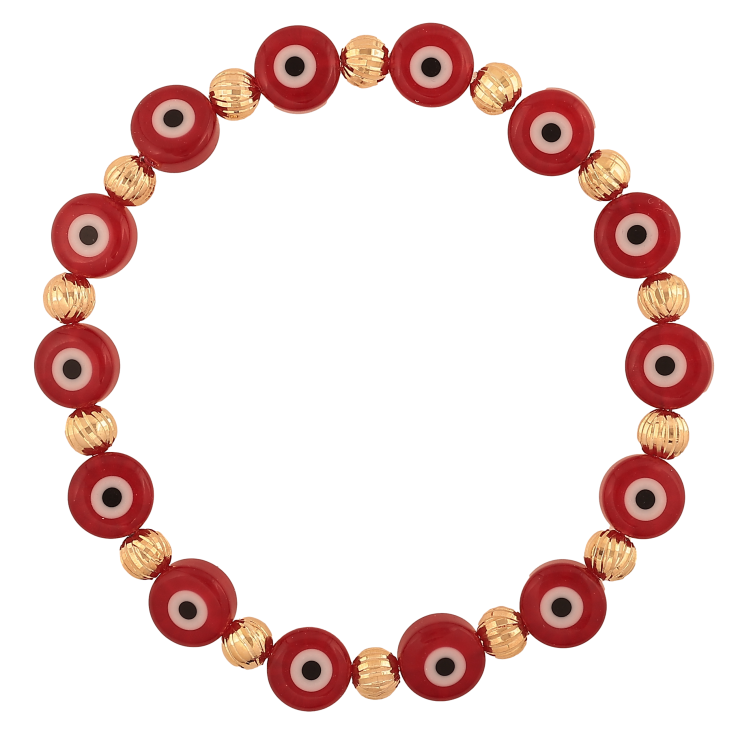 Браслет Xuping M&L цвет 18К "Бусины оберег Глаз Фатимы" на резинке, свободный размер, ø бусин 5-8мм фото №9