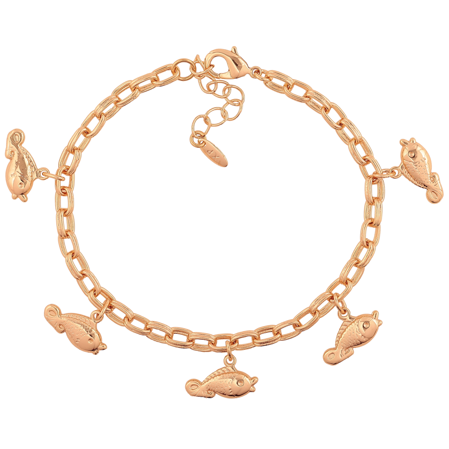 Браслет Xuping M&L цвет 18К "Цепочка с подвесками рыбками" длина с доп. цепочкой 18.5-22см х 4мм фото №1