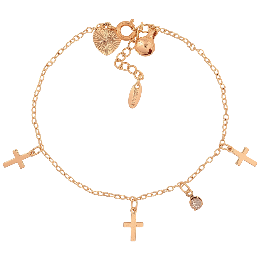 Браслет Xuping M&L цвет 18К "Цепочка с подвесками крестиками" размер с доп. цепочкой 17-20см х 1.5мм фото №1