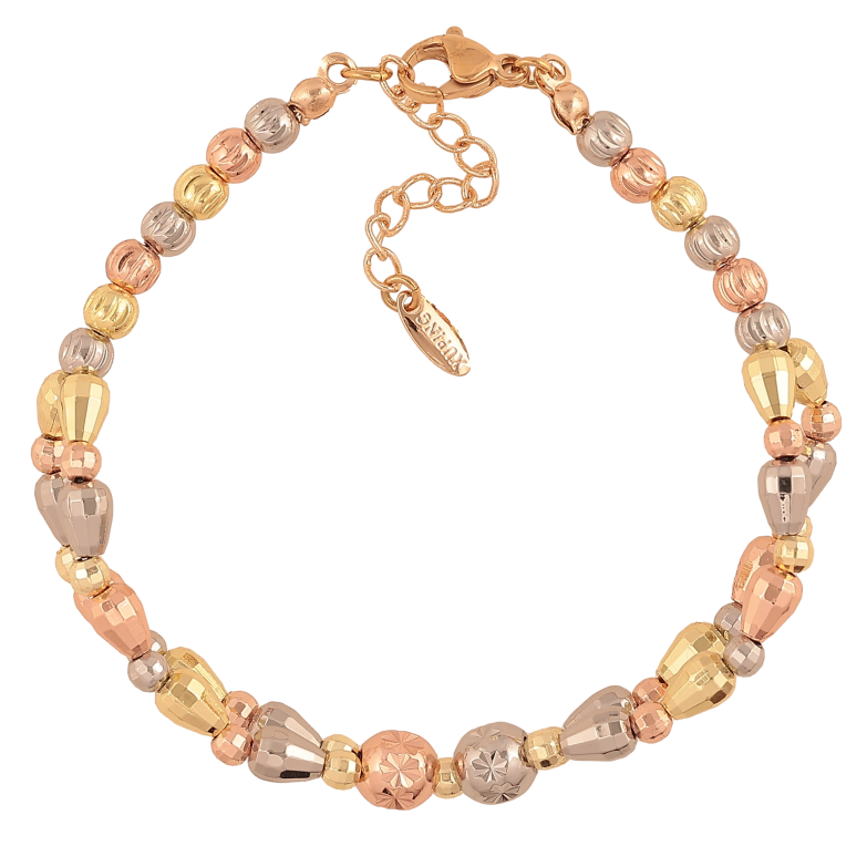 Браслет Xuping M&L цвет 18К+14К+РО+Родий "Узор из бусин" длина с доп. цепочкой 17-20см х 4-8мм фото №1