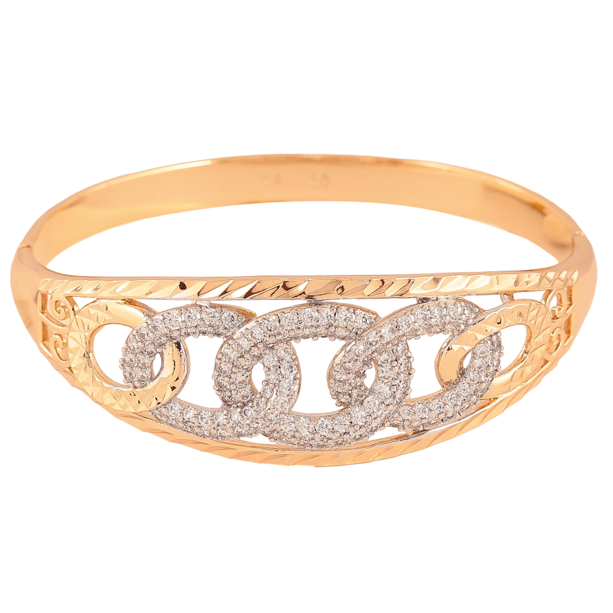 Браслет Xuping колір Позолота 18К + Родій "Візерунок з кристалами" ø 6 см фото №1 Браслет Xuping колір Позолота 18К + Родій "Візерунок з кристалами" ø 6 см фото №1