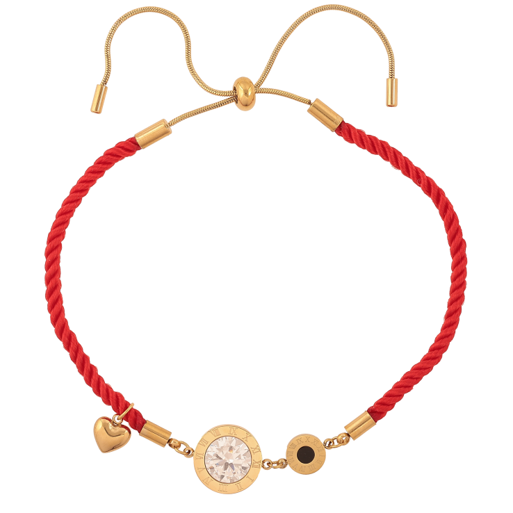 Браслет Xuping цвет Позолота 14K "Красный шнур с декоративными вставками" длинна на затяжке 18-28см х 3мм фото №2