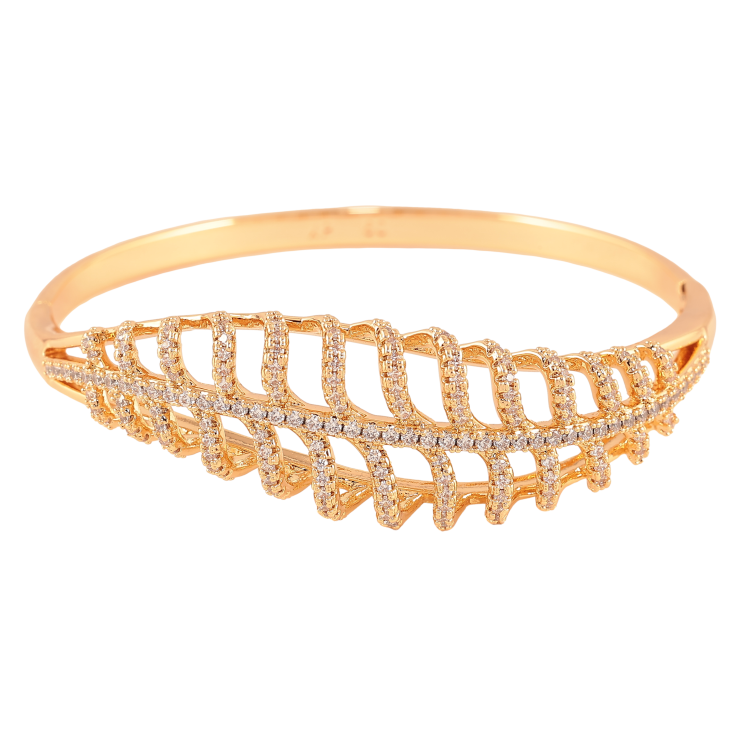 Браслет Xuping колір Позолота 18K "Декоративний листочок з інкрустацією кристалами" ø 6см фото №8 Браслет Xuping колір Позолота 18K "Декоративний листочок з інкрустацією кристалами" ø 6см фото №8