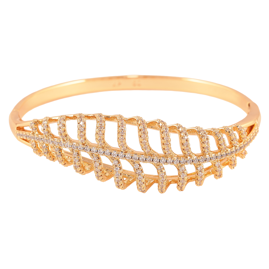 Браслет Xuping колір Позолота 18K "Декоративний листочок з інкрустацією кристалами" ø 6см фото №1 Браслет Xuping колір Позолота 18K "Декоративний листочок з інкрустацією кристалами" ø 6см фото №1