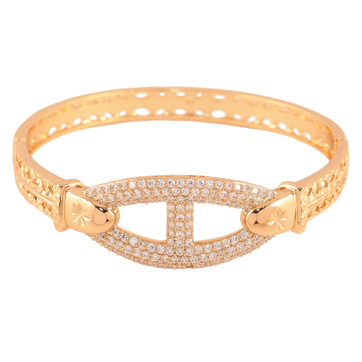 Браслет Xuping колір Позолота 18K "Декоративний ремінець з інкрустацією кристалами" ø 6см фото №5 Браслет Xuping колір Позолота 18K "Декоративний ремінець з інкрустацією кристалами" ø 6см фото №5