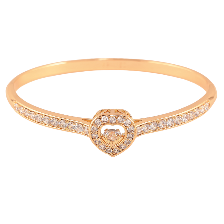 Браслет Xuping колір Позолота 18K "Доріжка кристалів із серцем і танцюючим кристалом" ø 6см фото №23 Браслет Xuping колір Позолота 18K "Доріжка кристалів із серцем і танцюючим кристалом" ø 6см фото №23