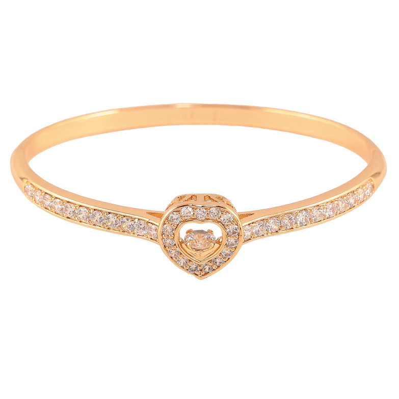 Браслет Xuping колір Позолота 18K "Доріжка кристалів із серцем і танцюючим кристалом" ø 6см фото №2