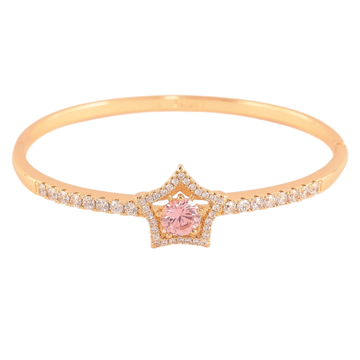 Браслет Xuping колір Позолота 18K "Доріжка кристалів з рожевою кристальною зіркою" ø 5,8см фото №16