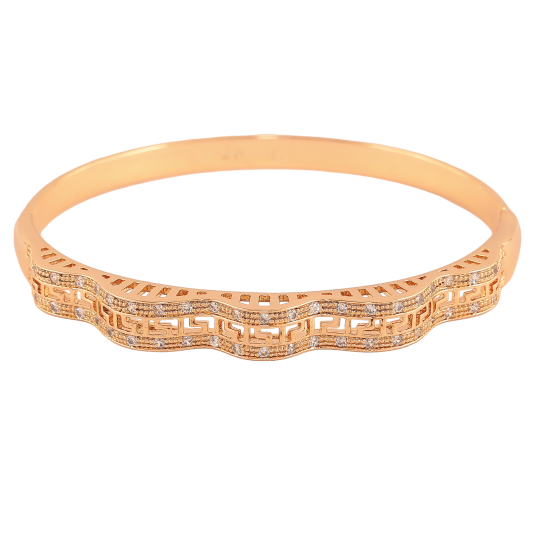Браслет Xuping цвет Позолота 18K "Волнистая меандровая линия с вставками кристаллов" ø 5,7см фото №1