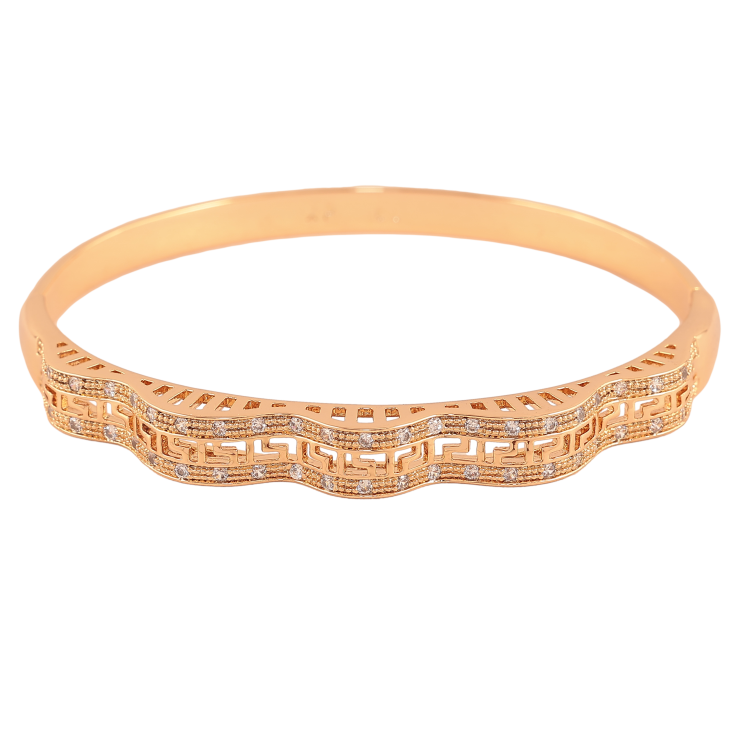 Браслет Xuping колір Позолота 18K "Хвиляста меандрова лінія зі вставками кристалів" ø 5,7см фото №10