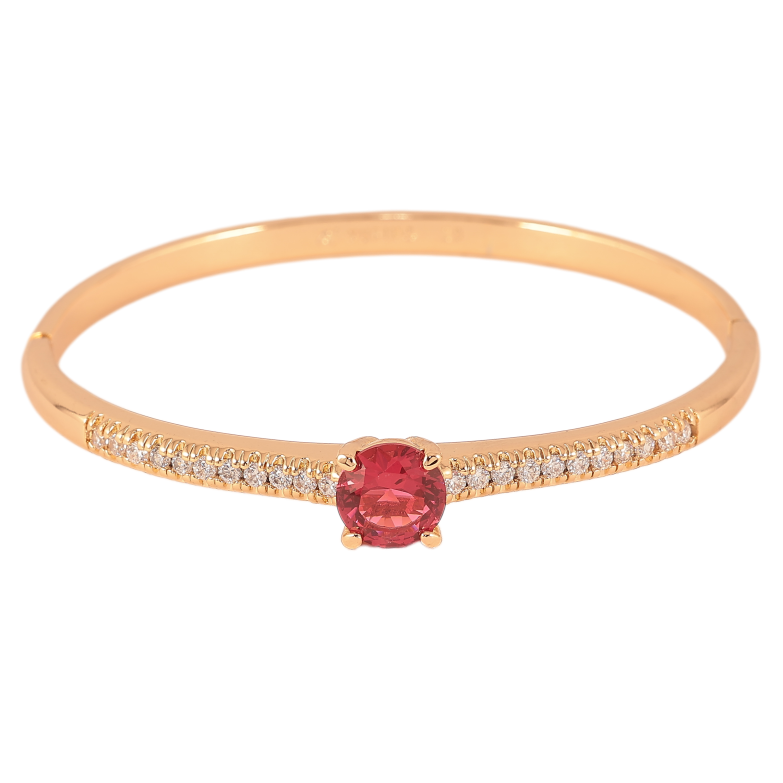 Браслет Xuping Позолота 18K "Інкрустація цирконій та вставка малиновий кристал" ø 6см фото №1