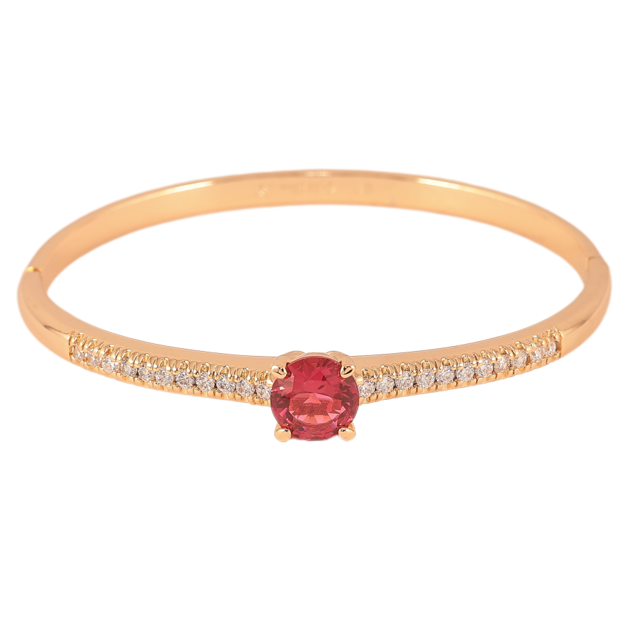 Браслет Xuping Позолота 18K "Инкрустация цирконий и вставка малиновый кристалл" ø 6см фото №1