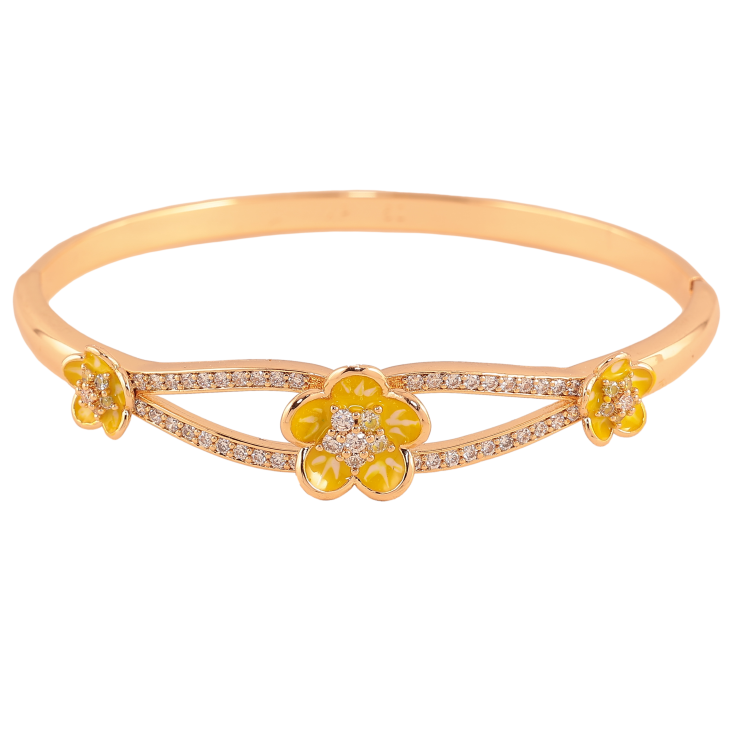 Браслет Xuping колір Позолота 18K "Квіточки з жовтою емаллю" ø 6см фото №16