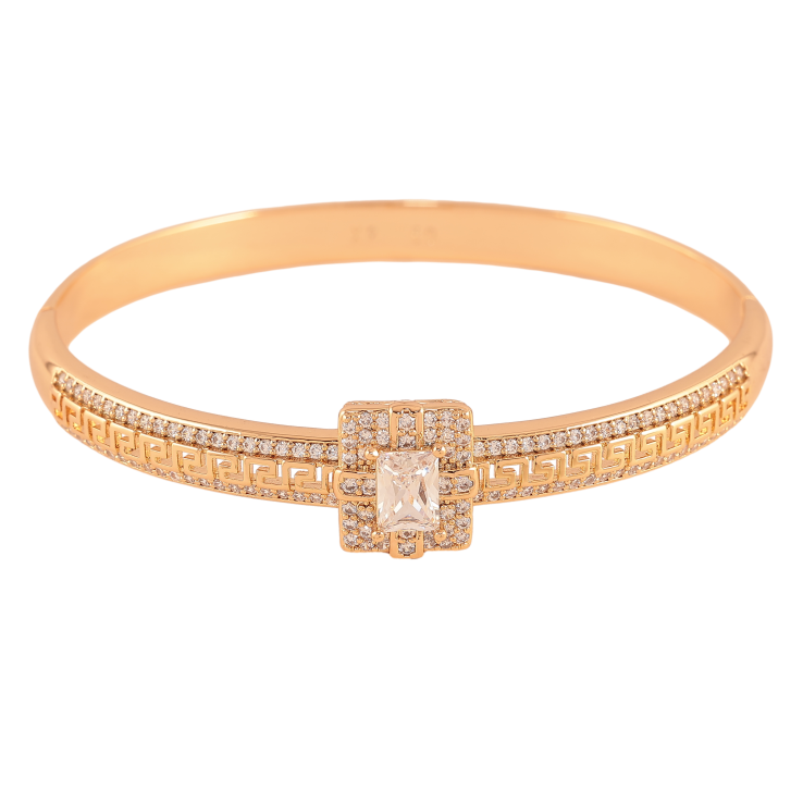 Браслет Xuping колір Позолота 18K "Меандрова лінія з доріжками кристалів" ø 6см фото №4 Браслет Xuping колір Позолота 18K "Меандрова лінія з доріжками кристалів" ø 6см фото №4