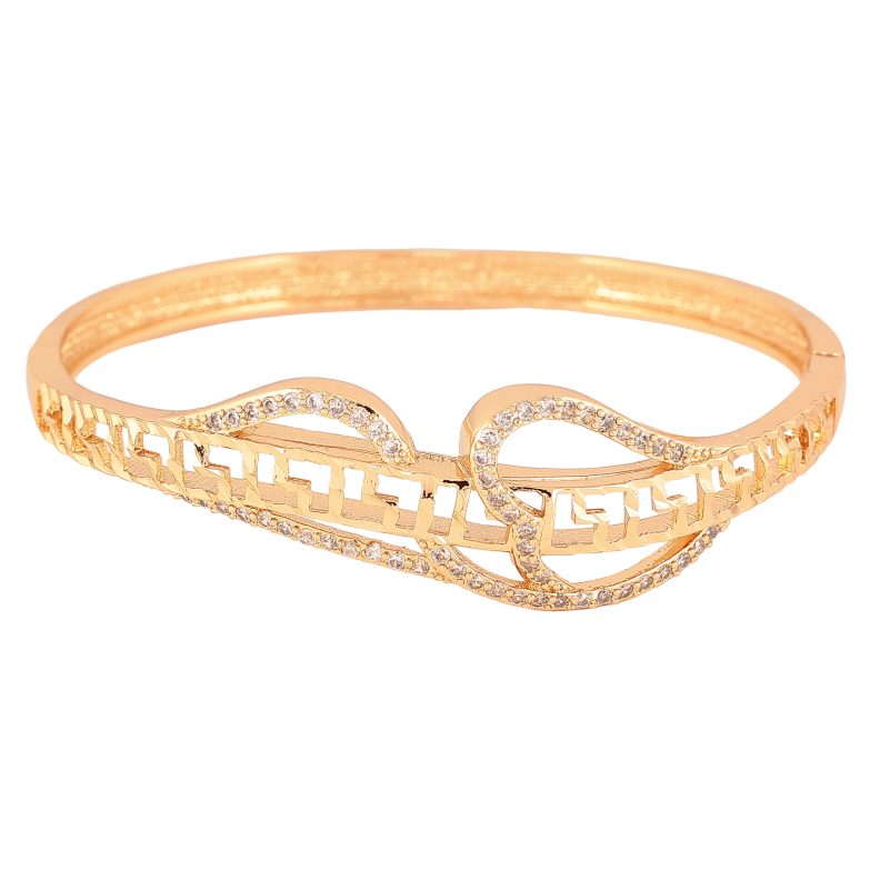 Браслет Xuping цвет Позолота 18K "Меандровый орнамент с витыми дорожками кристаллов" ø 5,8см фото №1