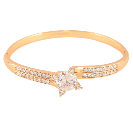 Браслет Xuping колір Позолота 18K "Подвійна доріжка цирконію із вставкою кристал" ø 6см фото №1