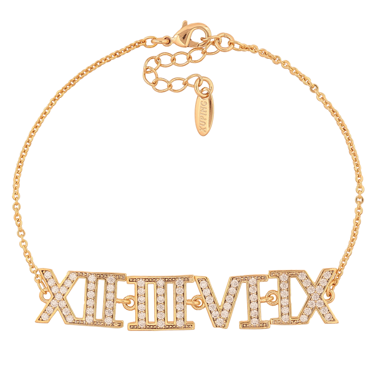 Браслет Xuping колір Позолота 18K "Римські цифри" довжина з доп. ланцюжком 16,5-19см х 1-9мм фото №6 Браслет Xuping колір Позолота 18K "Римські цифри" довжина з доп. ланцюжком 16,5-19см х 1-9мм фото №6