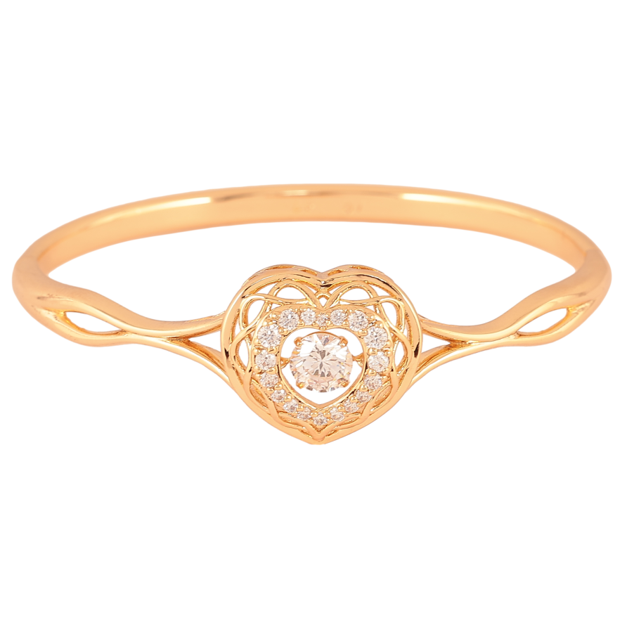 Браслет Xuping колір Позолота 18K "Серце з "танцюючим кристалом" ø 5,7см фото №1