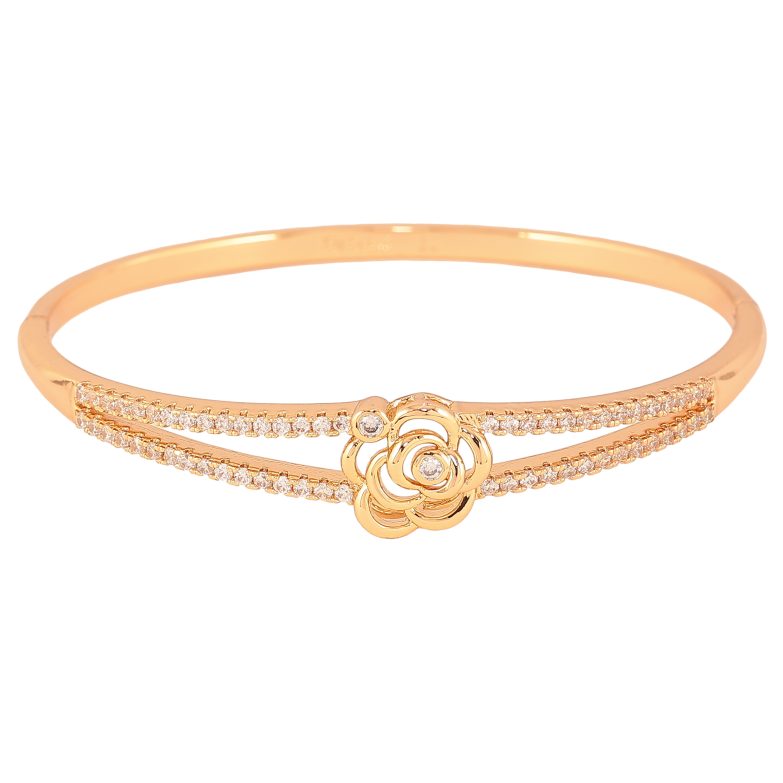 Браслет Xuping цвет Позолота 18K "Роза с двойной дорожкой кристаллов" ø 6см фото №1