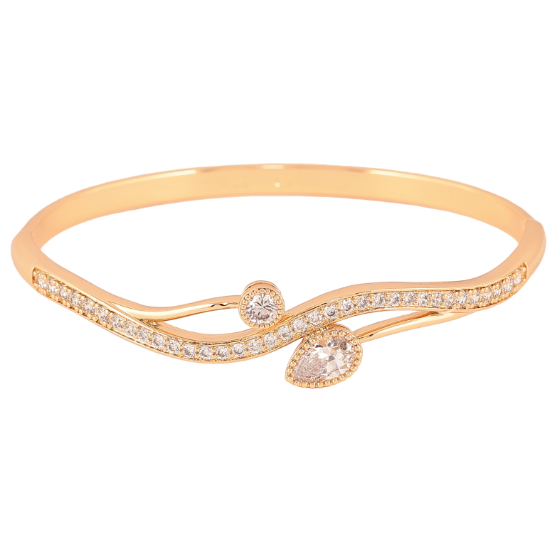 Браслет Xuping колір Позолота 18K "Візерунок з кристалами" ø 6см фото №1 Браслет Xuping колір Позолота 18K "Візерунок з кристалами" ø 6см фото №1