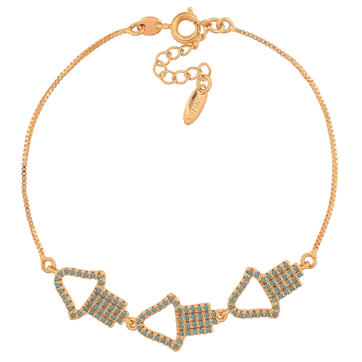 Браслет Xuping колір Позолота 18K "Декоративна вставка із інкрустацією блакитними кристалами" довжина з дод. ланцюжком 17-20.5см х 1мм фото №15 Браслет Xuping колір Позолота 18K "Декоративна вставка із інкрустацією блакитними кристалами" довжина з дод. ланцюжком 17-20.5см х 1мм фото №15