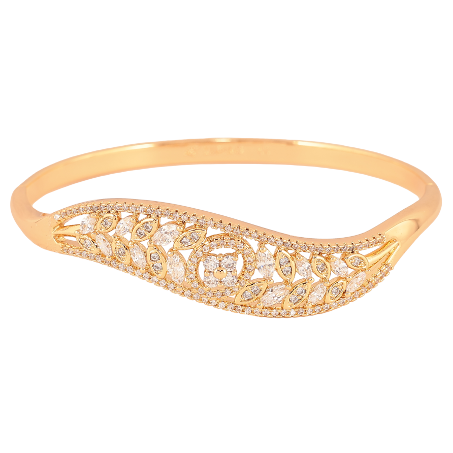 Браслет Xuping цвет Позолота 18K "Растительный орнамент с кристаллами" ø 6см фото №1