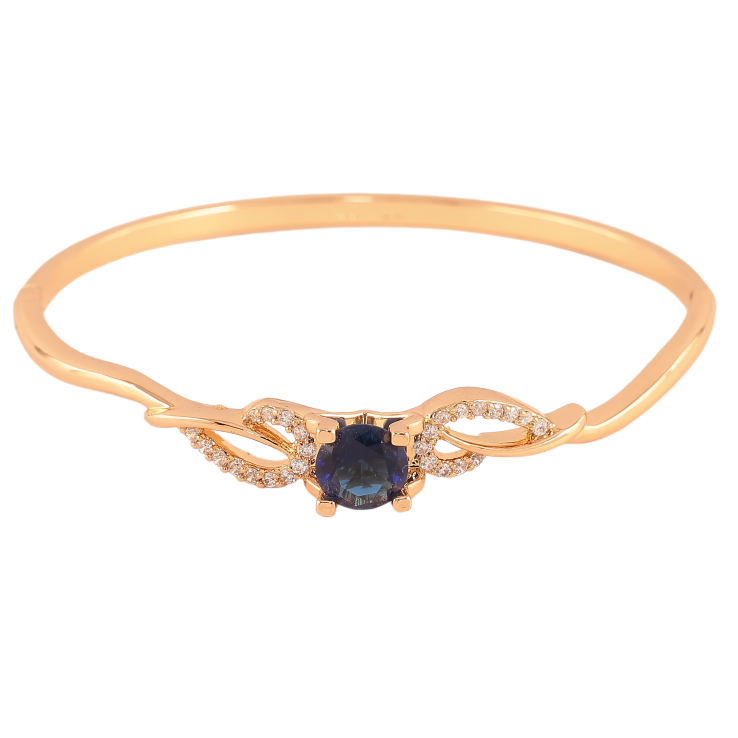 Браслет Xuping колір Позолота 18K "Витончений орнамент із синім кристалом" ø 6см фото №9