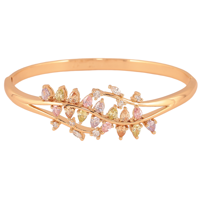 Браслет Xuping цвет Позолота 18K "Живописный орнамент с цветными кристаллами" ø 6см фото №1