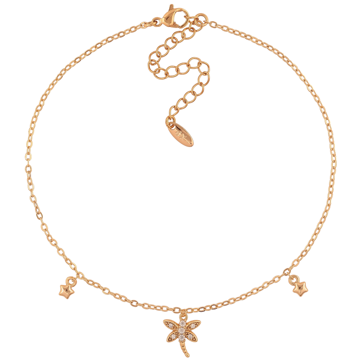Браслет Xuping цвет Позолота 18K на ногу "Цепочка с подвесками стрекоза" размер с доп.цепочкой 23-28см х 1.5мм фото №19