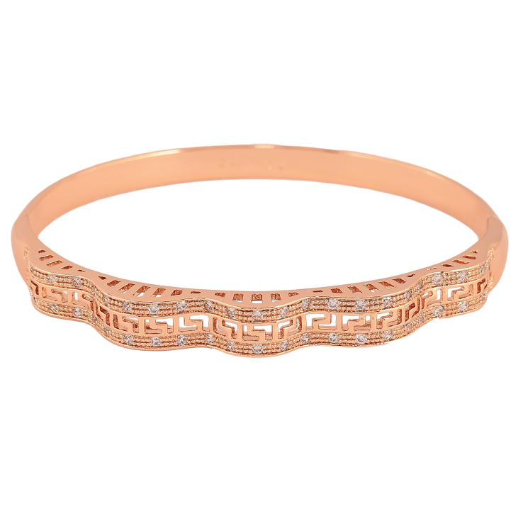 Браслет Xuping колір Позолота РВ "Хвиляста меандрова лінія зі вставками кристалів" ø 6см фото №7