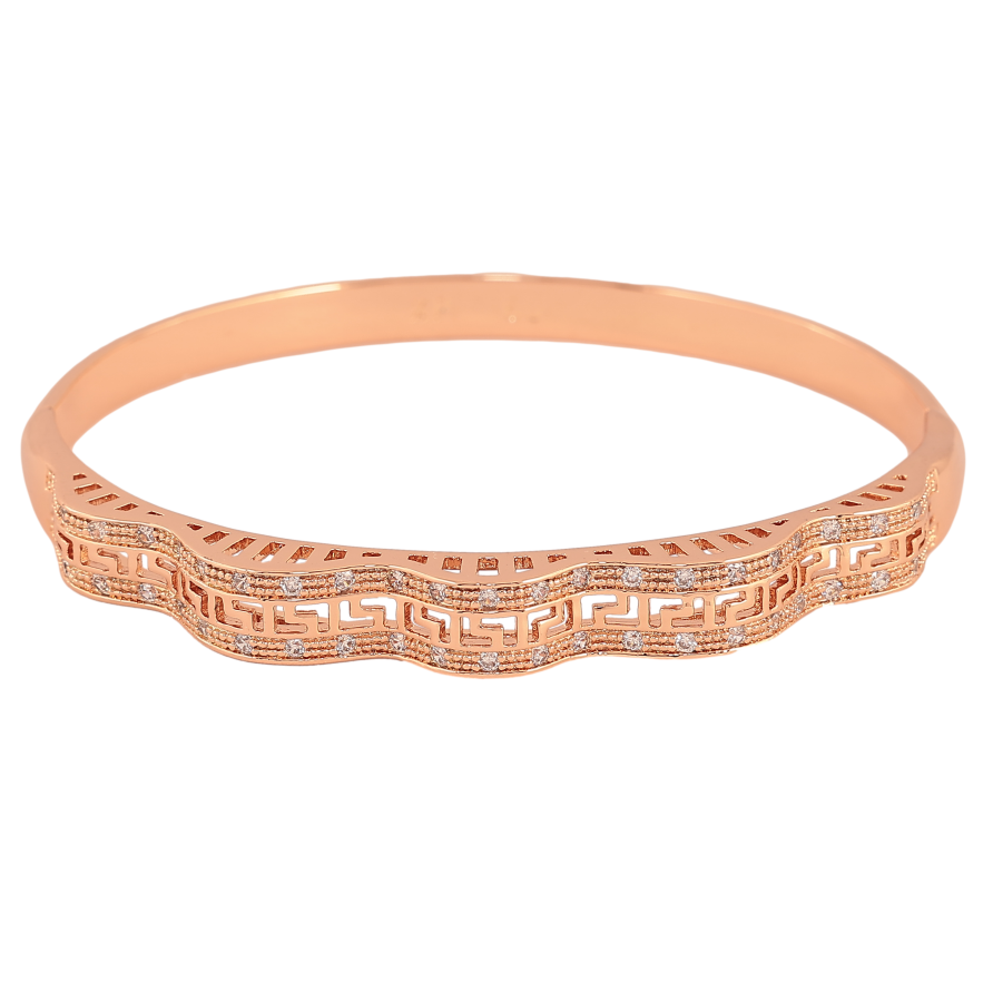 Браслет Xuping колір Позолота РВ "Хвиляста меандрова лінія зі вставками кристалів" ø 6см фото №1 Браслет Xuping колір Позолота РВ "Хвиляста меандрова лінія зі вставками кристалів" ø 6см фото №1